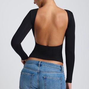 Oh Polly Black Open-Back Blouse